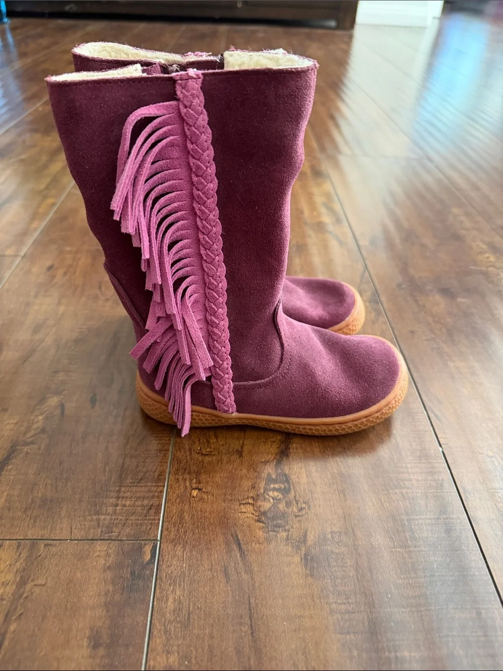 Livie and Luca Collab with Matilda Jane Plum Suede Fringe Kids Boots